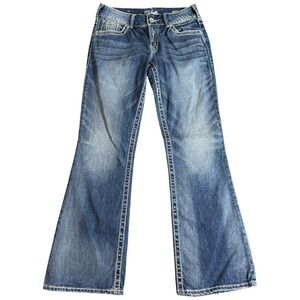 Silver Suki Women's 29X30 Bootcut Jeans Thick Stitch Distressed Western Rock Y2K